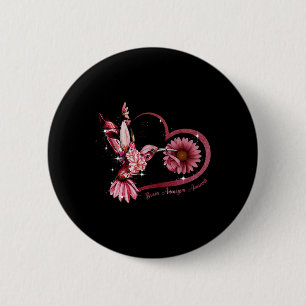 Hummingbird Sunflower Heart Burgundy Ribbon Brain 6 Cm Round Badge