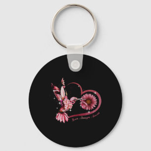 Hummingbird Sunflower Heart Burgundy Ribbon Brain Key Ring