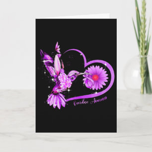 Hummingbird Sunflower Heart Purple Ribbon Overdose Card