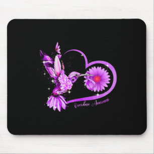 Hummingbird Sunflower Heart Purple Ribbon Overdose Mouse Pad