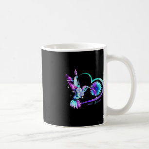 Hummingbird Sunflower Heart Purple Ribbon Suicide Coffee Mug