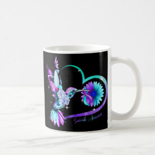 Hummingbird Sunflower Heart Purple Ribbon Suicide Coffee Mug