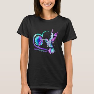 Hummingbird Sunflower Heart Purple Ribbon Suicide  T-Shirt