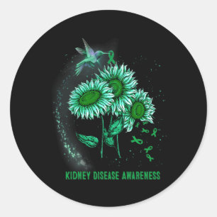 Hummingbird Sunflower Kidney Disease Awareness  Classic Round Sticker