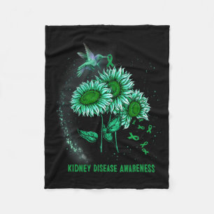 Hummingbird Sunflower Kidney Disease Awareness Fleece Blanket