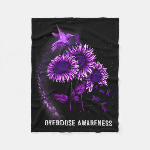 Hummingbird Sunflower Overdose Awareness Fleece Blanket