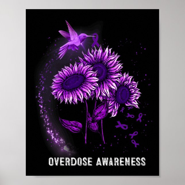Hummingbird Sunflower Overdose Awareness  Poster (Front)