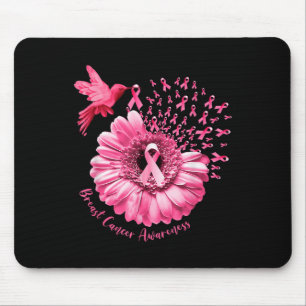Hummingbird Sunflower Pink Breast Cancer Awareness Mouse Pad