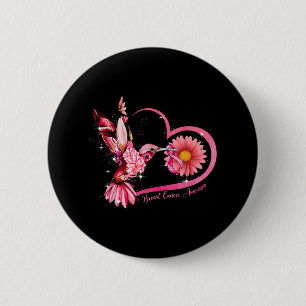 Hummingbird Sunflower Pink Ribbon Breast Cancer Aw 6 Cm Round Badge