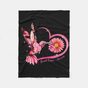 Hummingbird Sunflower Pink Ribbon Breast Cancer Aw Fleece Blanket