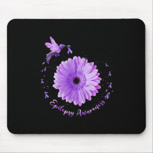 Hummingbird Sunflower Purple Ribbon Epilepsy Aware Mouse Pad