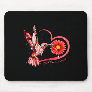 Hummingbird Sunflower Red Ribbon Blood Cancer Awar Mouse Pad