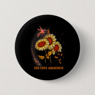 Hummingbird Sunflower Rsd Crps Awareness  6 Cm Round Badge