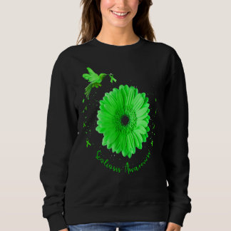 Hummingbird Sunflower Scoliosis Awareness Green Ri Sweatshirt