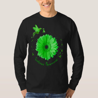 Hummingbird Sunflower Scoliosis Awareness Green Ri T-Shirt