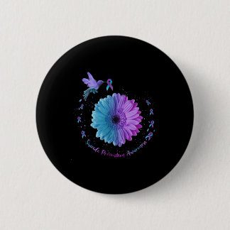 Hummingbird Sunflower Suicide Prevention Awareness 6 Cm Round Badge