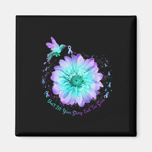 Hummingbird Sunflower Suicide Prevention Awareness Magnet (Front)