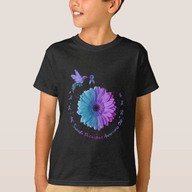 Hummingbird Sunflower Suicide Prevention Awareness T-Shirt (Front)