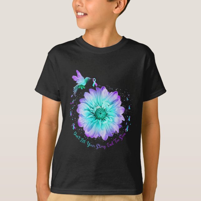 Hummingbird Sunflower Suicide Prevention Awareness T-Shirt (Front)
