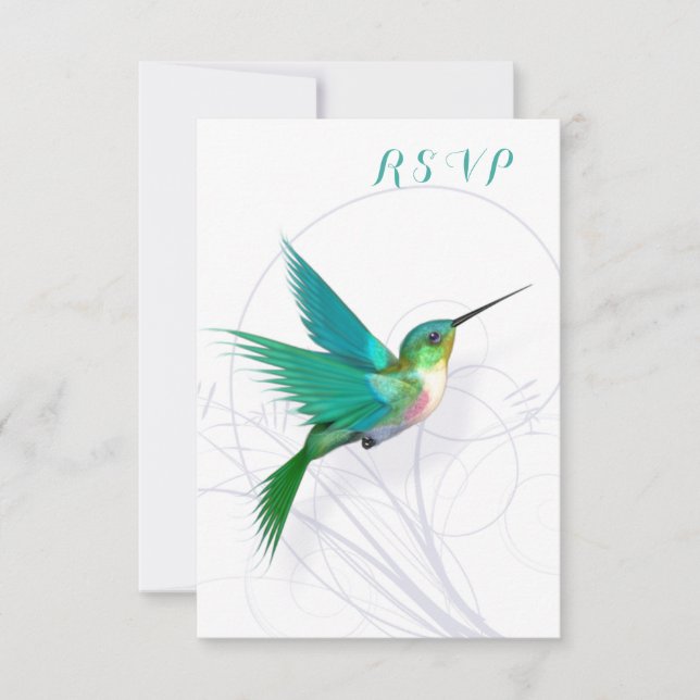 Hummingbird Swirl RSVP Card (Front)