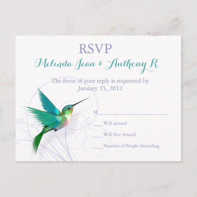 Hummingbird Swirl RSVP Postcard (Front)