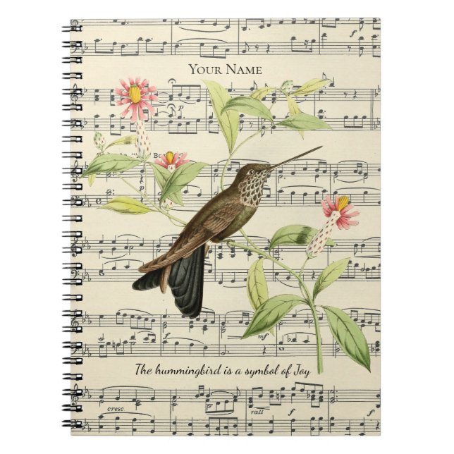 hummingbird symbol of joy gratitude notebook (Front)