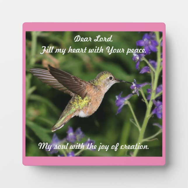 Hummingbird Tabletop Plaque with Easel (Front)
