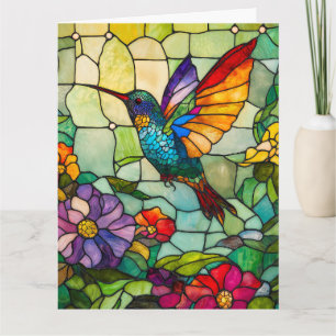 Hummingbird Tiffany-Style Window Card