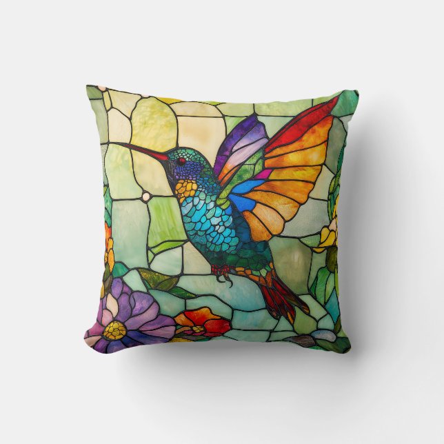 Hummingbird Tiffany-Style Window Cushion (Front)
