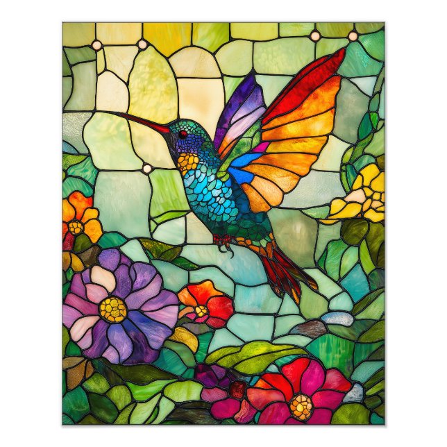 Hummingbird Tiffany-Style Window Photo Print (Front)