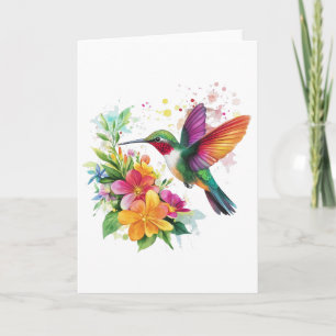 Hummingbird Tropical Flowers Card