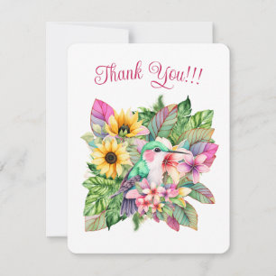Hummingbird & Tropical Flowers Holiday Card
