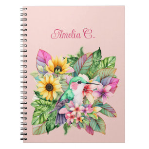 Hummingbird & Tropical Flowers Notebook