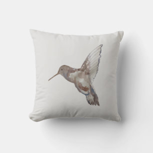 Hummingbird Tropical Painting Neutral Pillow