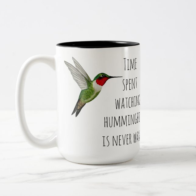 Hummingbird watching Two-Tone coffee mug (Left)