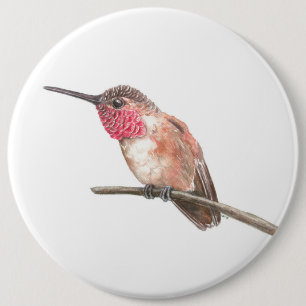 Hummingbird watercolor 6 cm round badge