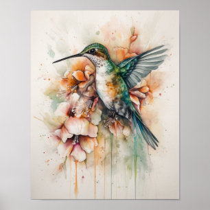 Hummingbird Watercolor Art Print Poster