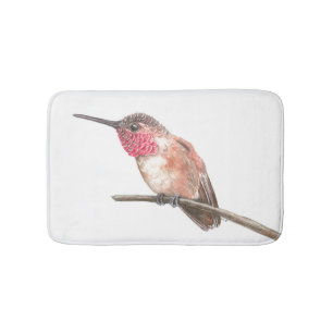 Hummingbird watercolor bath mat