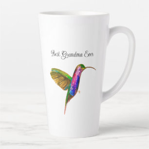 Hummingbird Watercolor bird Floral Grandma Nana  Latte Mug