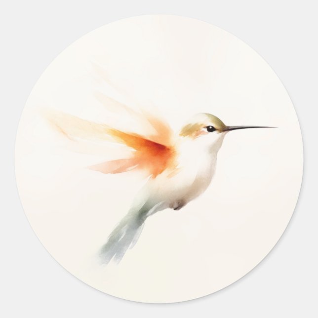 Hummingbird Watercolor Classic Round Sticker (Front)
