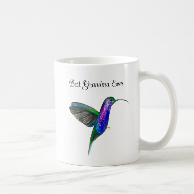 Hummingbird Watercolor Floral Grandma Nana Garden Coffee Mug (Right)