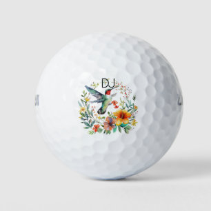 Hummingbird Watercolor Illustration Monogram Golf Balls