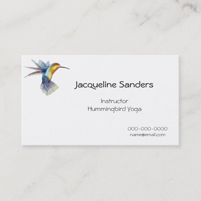 hummingbird watercolor peaceful sketch business card (Front)