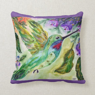 "Hummingbird watercolor" Throw Pillow