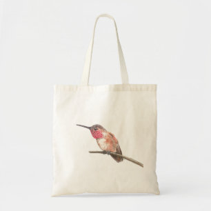 Hummingbird watercolor tote bag
