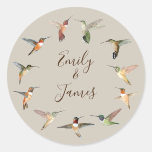 Hummingbird Wedding Classic Round Sticker