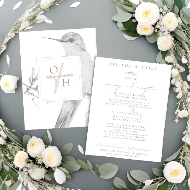 Hummingbird Wedding Details Enclosure Cards (Creator Uploaded)