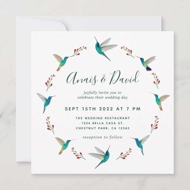 Hummingbird Wedding Invitation (Front)