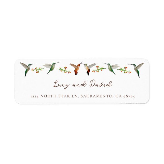 Hummingbird Wedding Return Address Label (Front)