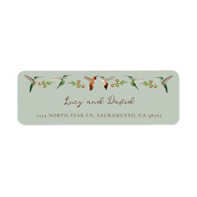 Hummingbird Wedding Return Address Label (Front)